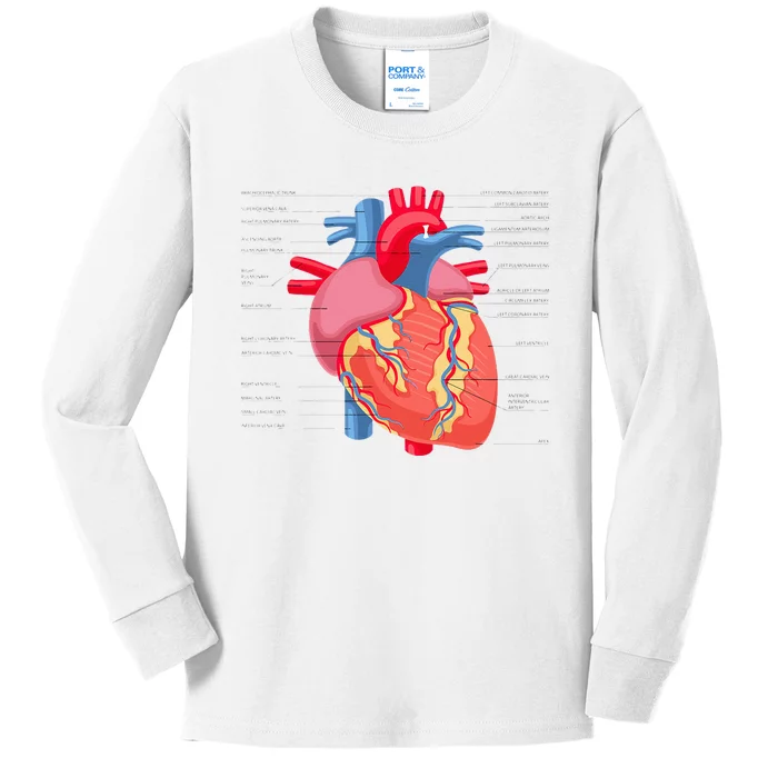 Funny Human Heart Anatomy Anatomical Heart Kids Long Sleeve Shirt