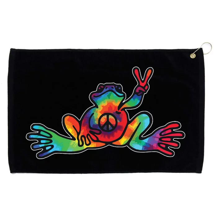 Funny Hippie Hawaiian Peace Frog Tie Dye Grommeted Golf Towel