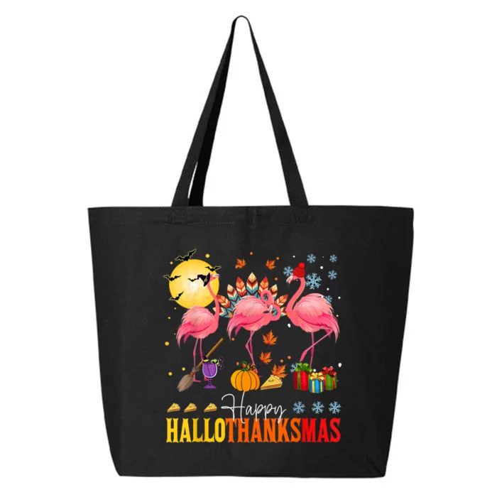 Flamingo Happy Hallothanksmas Halloween Thanksgiving 25L Jumbo Tote