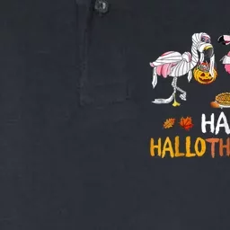 Flamingo Happy Hallothanksmas Funny Halloween Thanksgiving Softstyle Adult Sport Polo