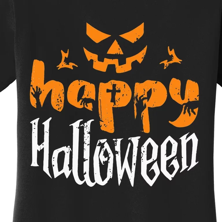 Funny Happy Halloween Pumpkin Creepy Scary Costume Women's T-Shirt