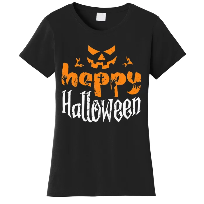 Funny Happy Halloween Pumpkin Creepy Scary Costume Women's T-Shirt