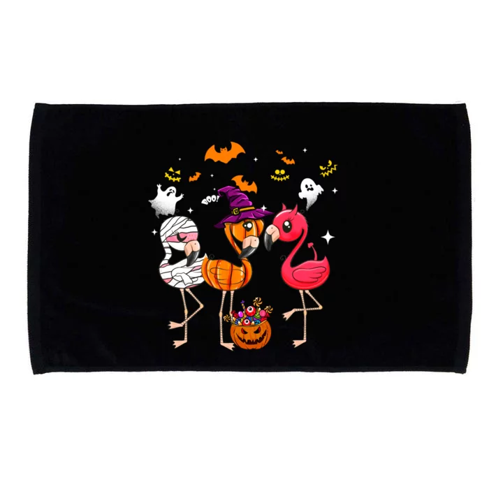 Flamingo Happy Halloween Pumpkin Mummy Witch Gift Microfiber Hand Towel