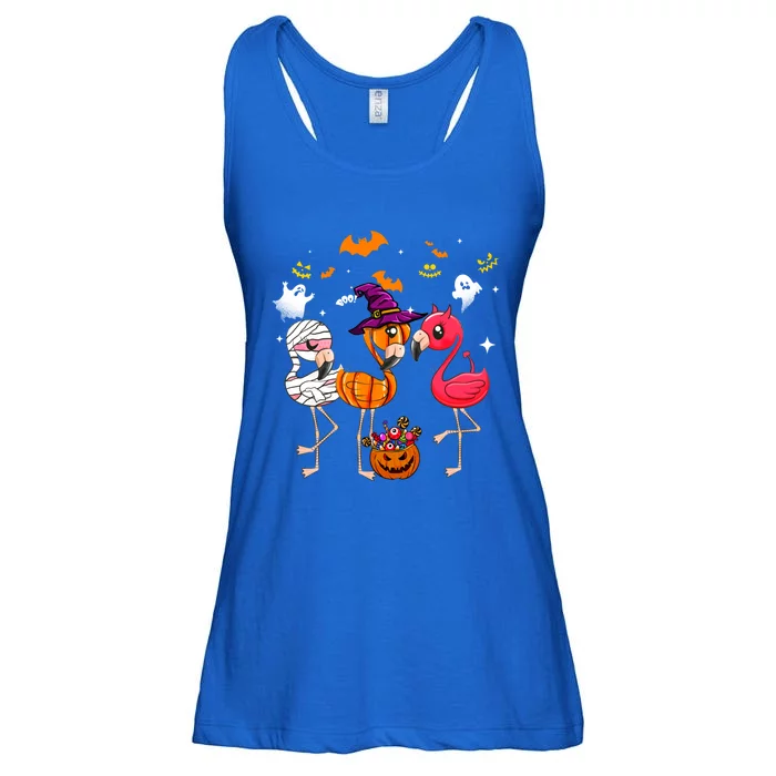 Flamingo Happy Halloween Pumpkin Mummy Witch Gift Ladies Essential Flowy Tank