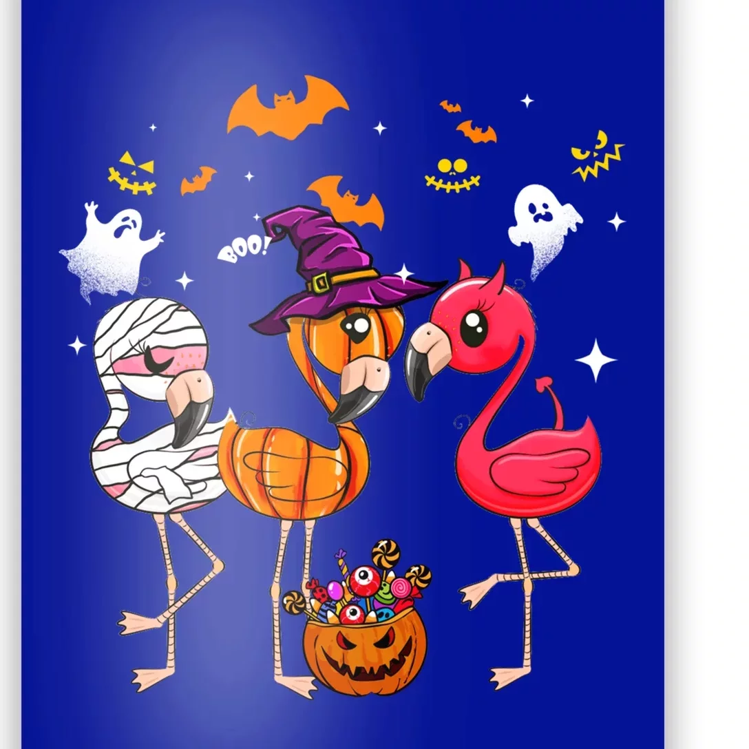 Flamingo Happy Halloween Pumpkin Mummy Witch Gift Poster