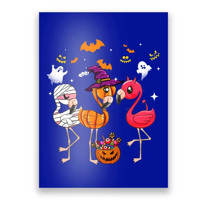 Flamingo Happy Halloween Pumpkin Mummy Witch Gift Poster