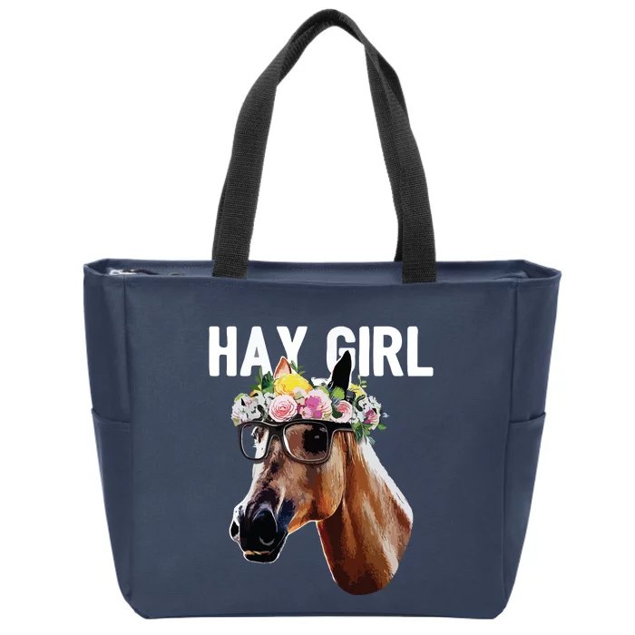 Floral Horse Horseback Riding Equestrian Farm Gift Zip Tote Bag