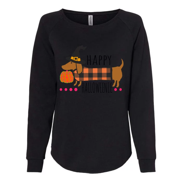 Funny Happy Halloweenie Dachshund Halloween Buffalo Plaid Gift Womens California Wash Sweatshirt