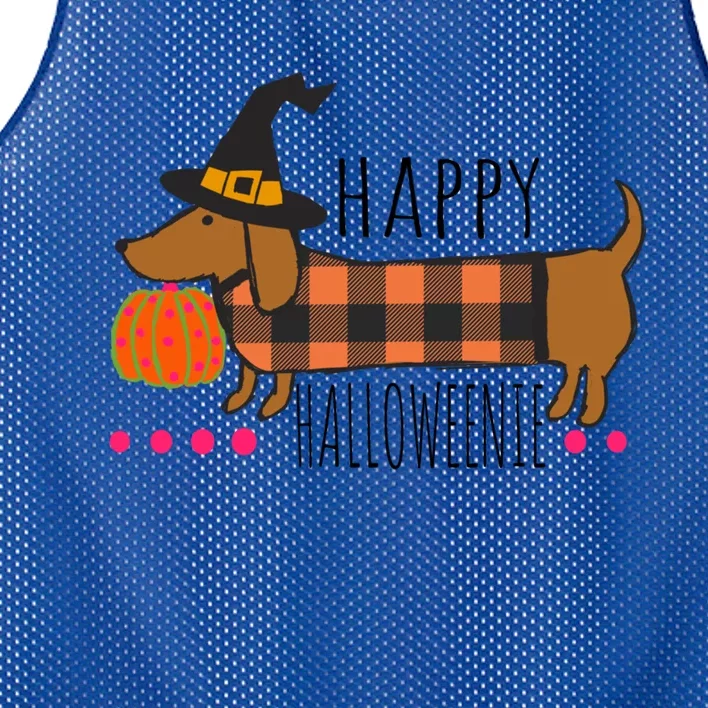 Funny Happy Halloweenie Dachshund Halloween Buffalo Plaid Gift Mesh Reversible Basketball Jersey Tank