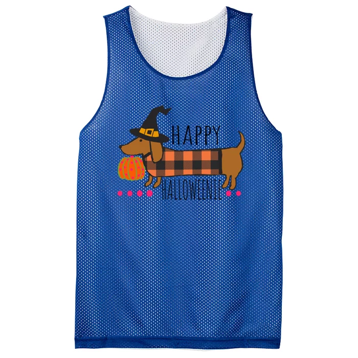 Funny Happy Halloweenie Dachshund Halloween Buffalo Plaid Gift Mesh Reversible Basketball Jersey Tank