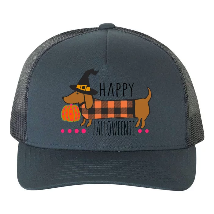 Funny Happy Halloweenie Dachshund Halloween Buffalo Plaid Gift Yupoong Adult 5-Panel Trucker Hat