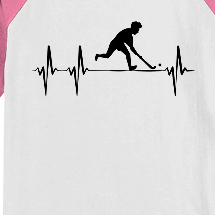 Field Hockey Heartbeat Ekg Hockey Player Hockey Team Sport Gift Kids Colorblock Raglan Jersey