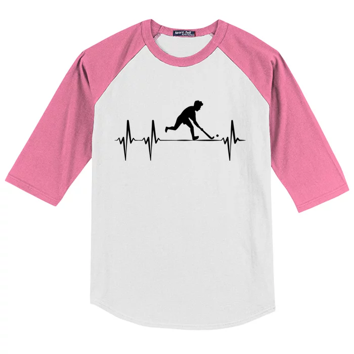 Field Hockey Heartbeat Ekg Hockey Player Hockey Team Sport Gift Kids Colorblock Raglan Jersey