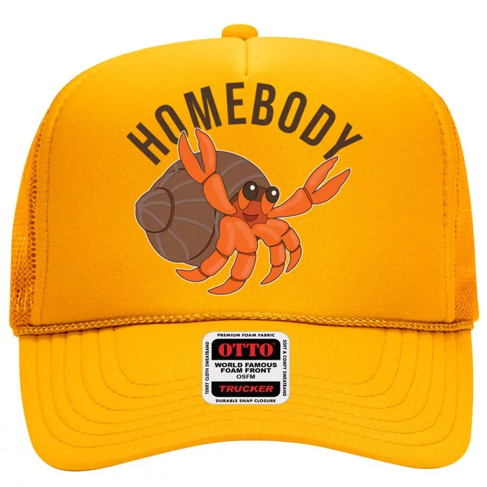 Funny Homebody Hermit Crab High Crown Mesh Trucker Hat