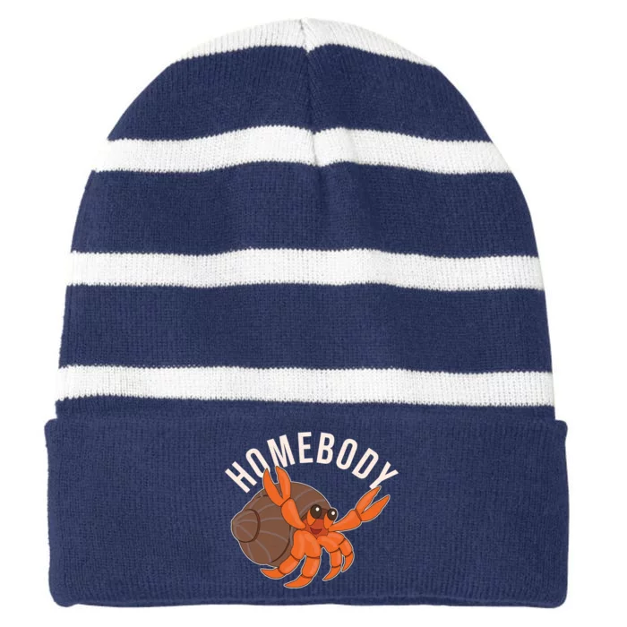 Funny Homebody Hermit Crab Striped Beanie with Solid Band