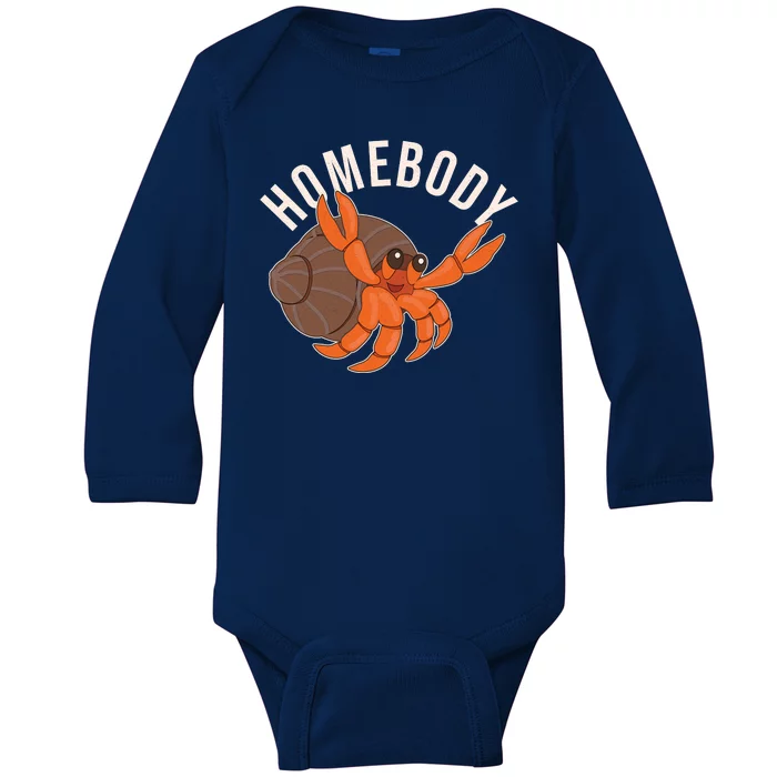 Funny Homebody Hermit Crab Baby Long Sleeve Bodysuit