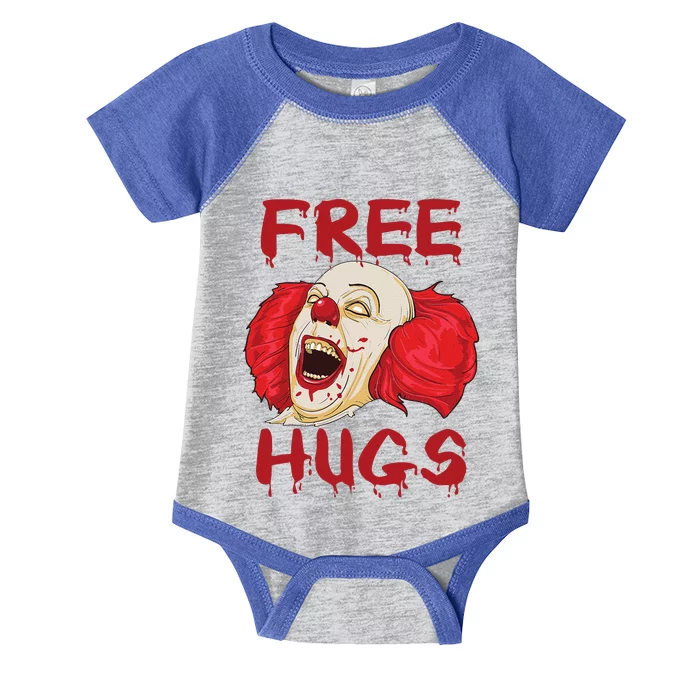 Free Hugs Halloween Evil Killer Scary Clown Horror Gift Infant Baby Jersey Bodysuit