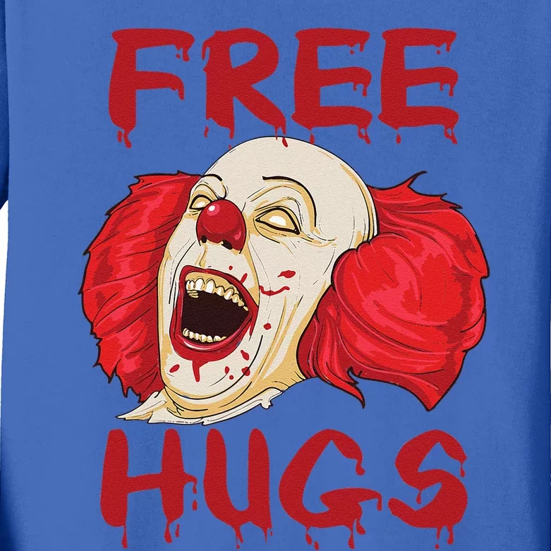 Free Hugs Halloween Evil Killer Scary Clown Horror Gift Kids Long Sleeve Shirt