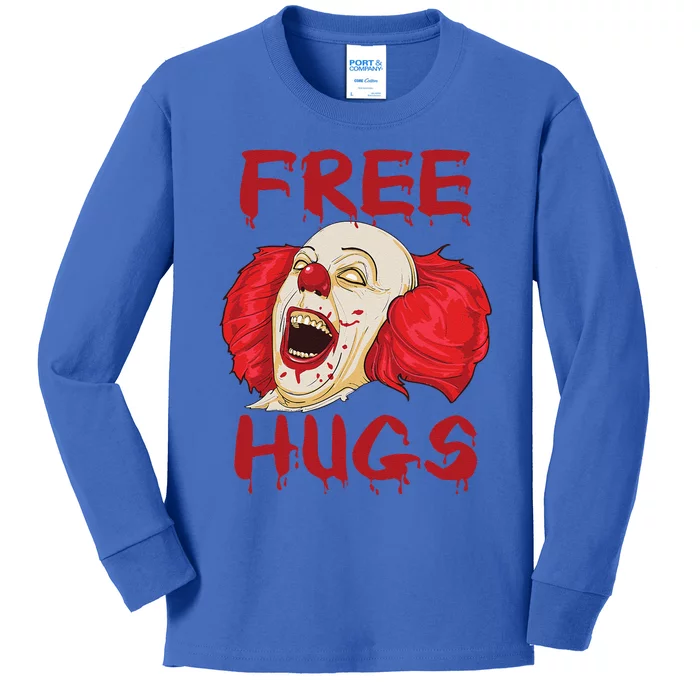 Free Hugs Halloween Evil Killer Scary Clown Horror Gift Kids Long Sleeve Shirt