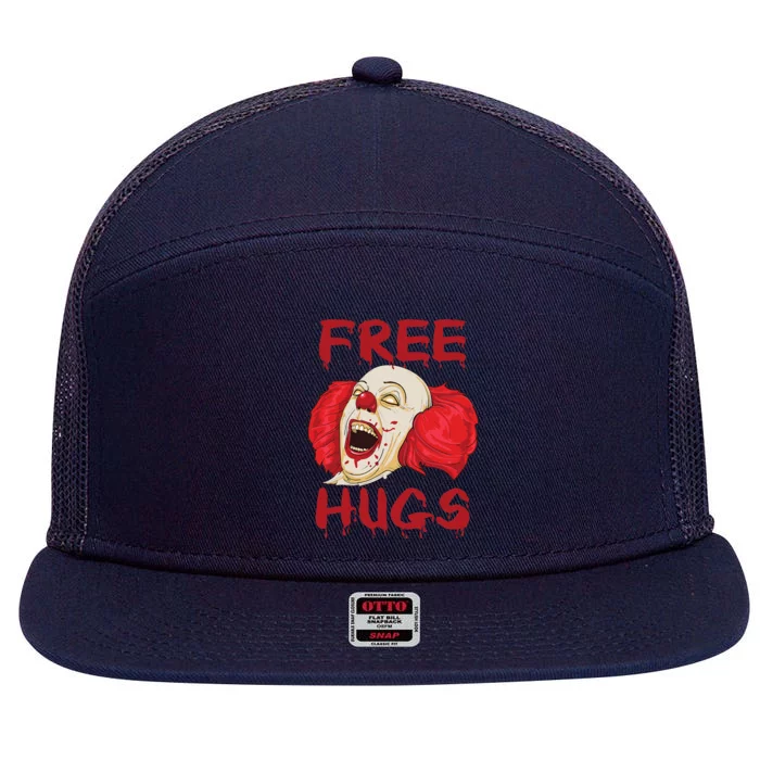 Free Hugs Halloween Evil Killer Scary Clown Horror Gift 7 Panel Mesh Trucker Snapback Hat