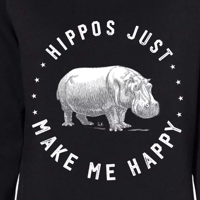 Funny Hippopotamus Hippo Lover Hippos Make Me Happy Womens California Wash Sweatshirt