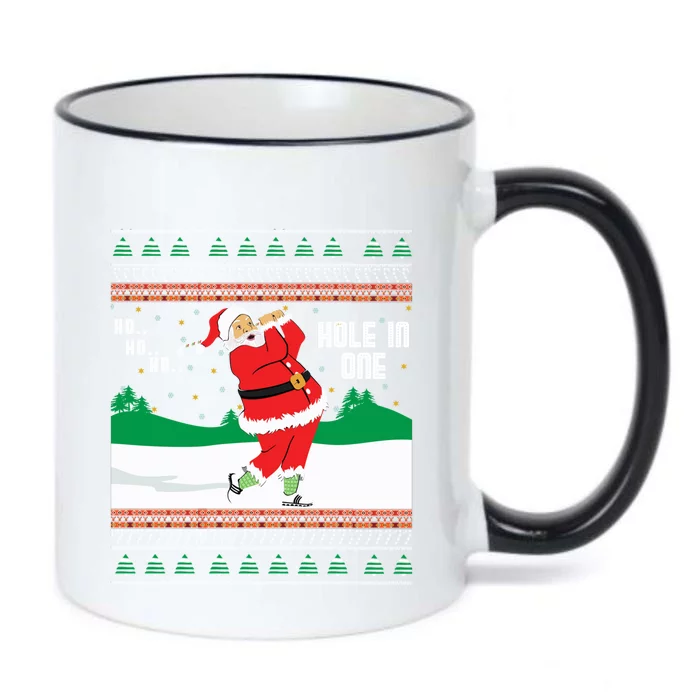 Funny Ho Ho Ho Ugly Santa Golf Christmas Jumper Gift Black Color Changing Mug