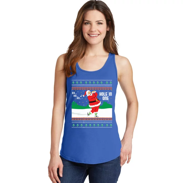 Funny Ho Ho Ho Ugly Santa Golf Christmas Jumper Gift Ladies Essential Tank