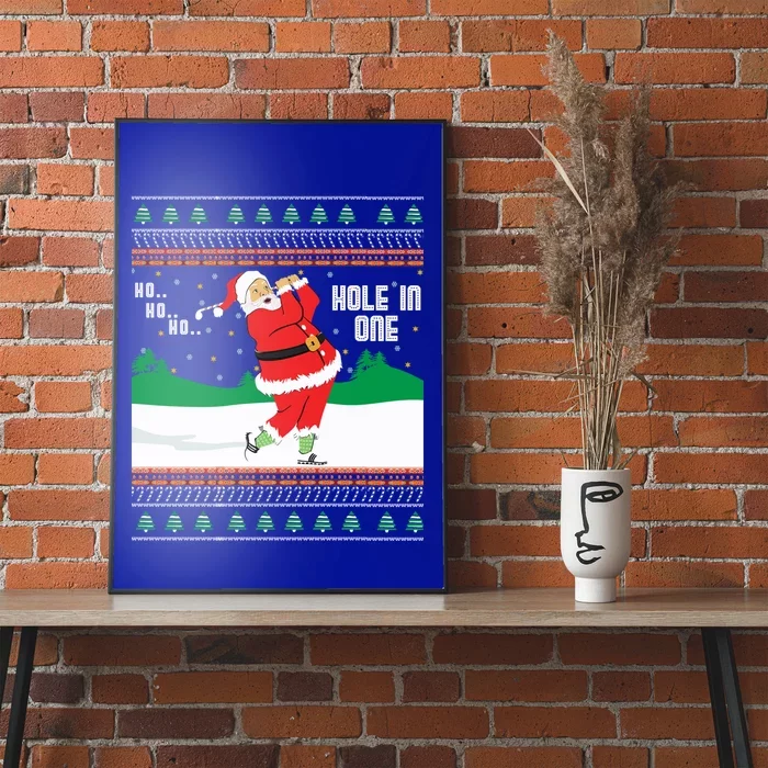 Funny Ho Ho Ho Ugly Santa Golf Christmas Jumper Gift Poster