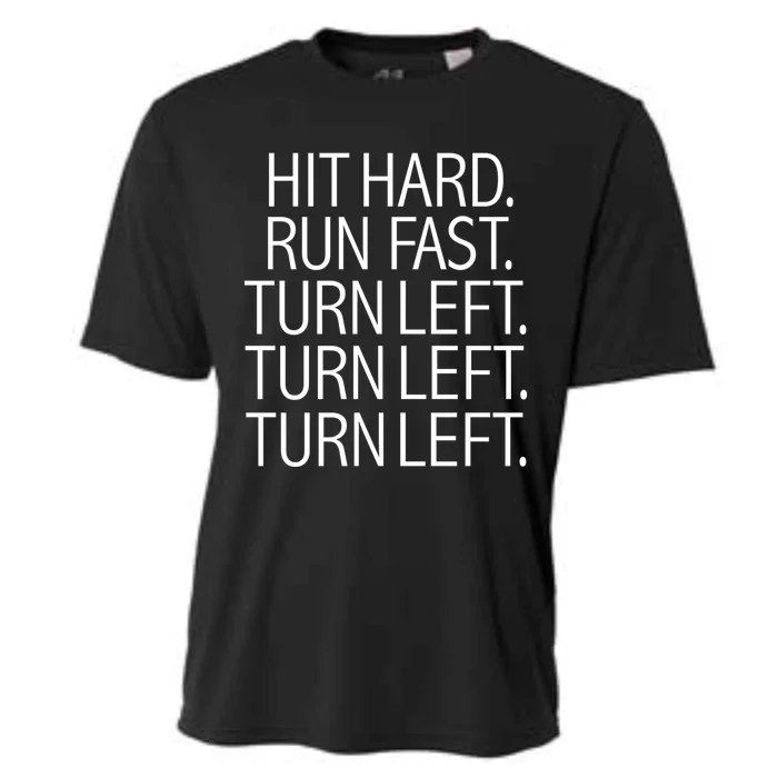 Funny Hit Hard Run Fast Turn Left Baseball Pitcher Gift Cooling Performance Crew T-Shirt