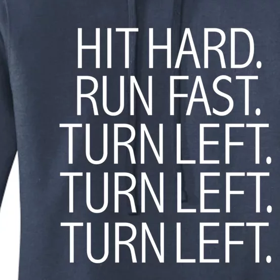 Funny Hit Hard Run Fast Turn Left Baseball Pitcher Gift Women's Pullover Hoodie