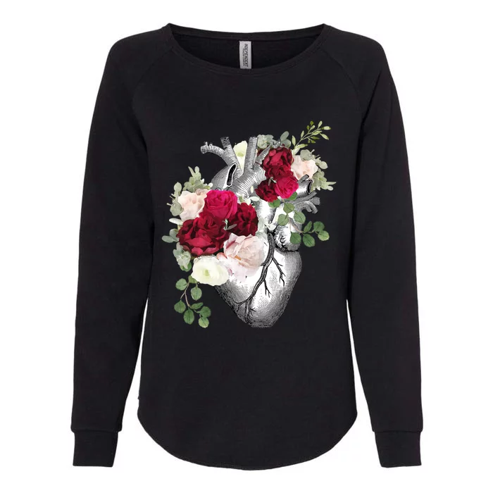 Floral Hu Heart Vintage With Roses Anatomy Illustrations Gift Womens California Wash Sweatshirt