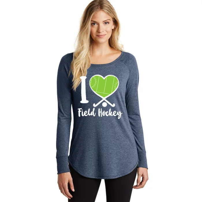 Field Hockey Heart I Love Field Hockey Women's Perfect Tri Tunic Long Sleeve Shirt