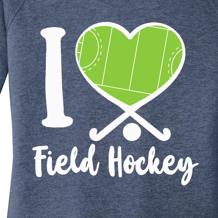 Field Hockey Heart I Love Field Hockey Women's Perfect Tri Tunic Long Sleeve Shirt