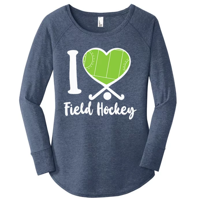 Field Hockey Heart I Love Field Hockey Women's Perfect Tri Tunic Long Sleeve Shirt