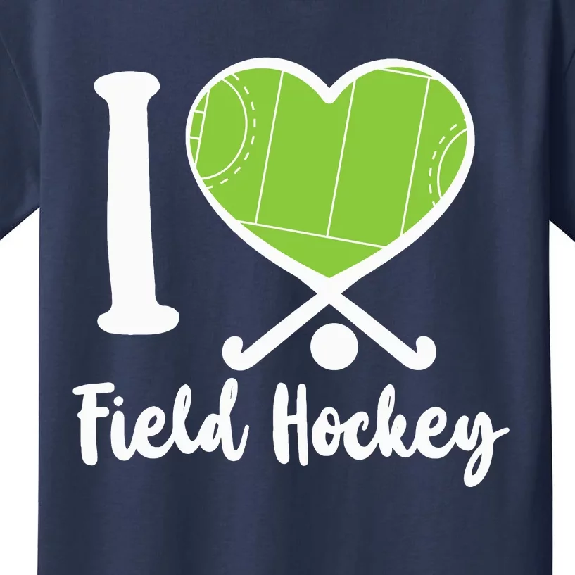 Field Hockey Heart I Love Field Hockey Kids T-Shirt