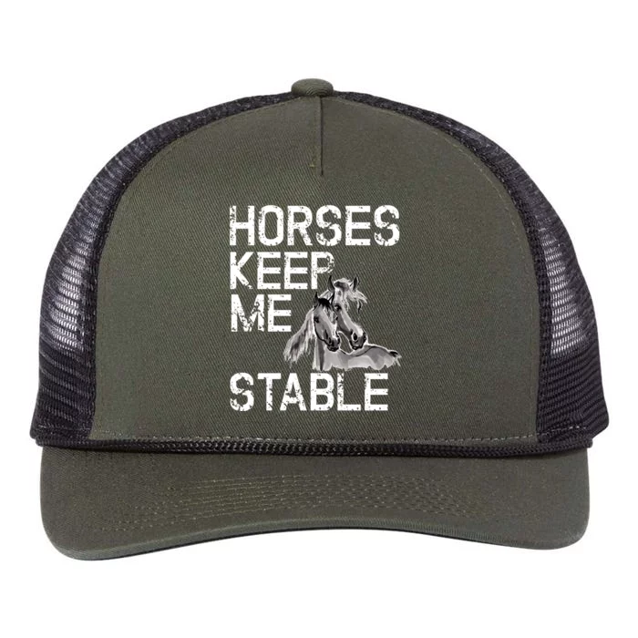 Funny Horse Horseback Riding Cool Gift Mom Retro Rope Trucker Hat Cap