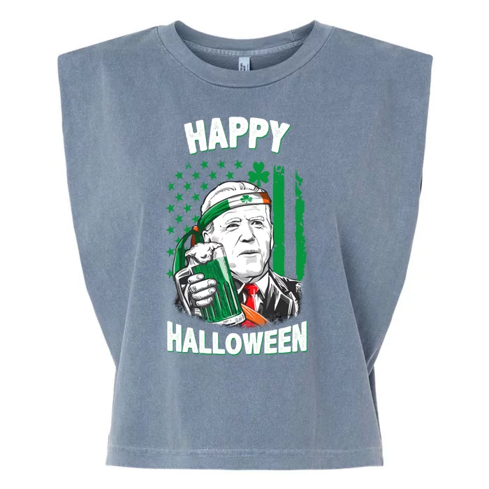 Funny Happy Halloween Joe Biden St Patrick's Day Garment-Dyed Women's Muscle Tee