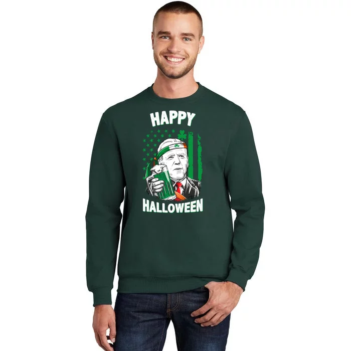 Funny Happy Halloween Joe Biden St Patrick's Day Tall Sweatshirt