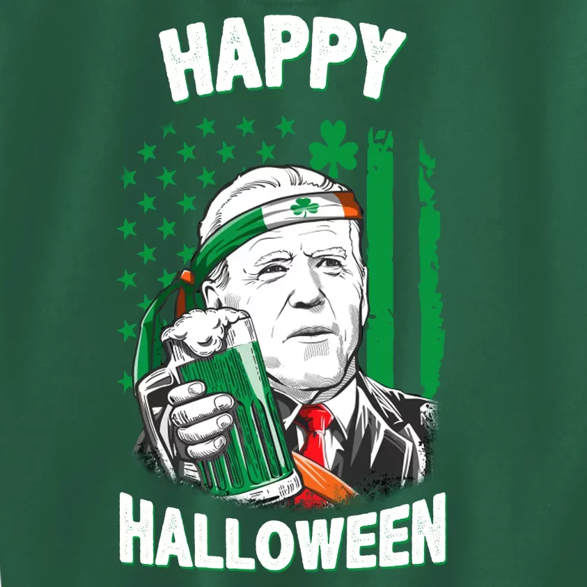 Funny Happy Halloween Joe Biden St Patrick's Day Kids Sweatshirt