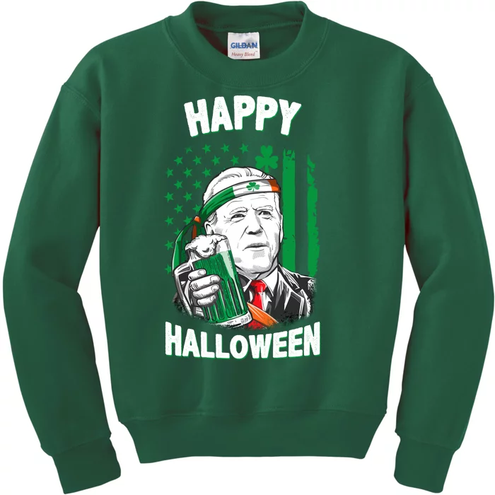 Funny Happy Halloween Joe Biden St Patrick's Day Kids Sweatshirt