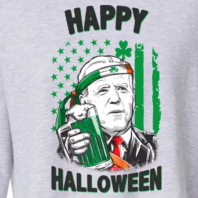 Funny Happy Halloween Joe Biden St Patrick's Day Cropped Pullover Crew