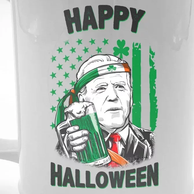 Funny Happy Halloween Joe Biden St Patrick's Day Front & Back Beer Stein