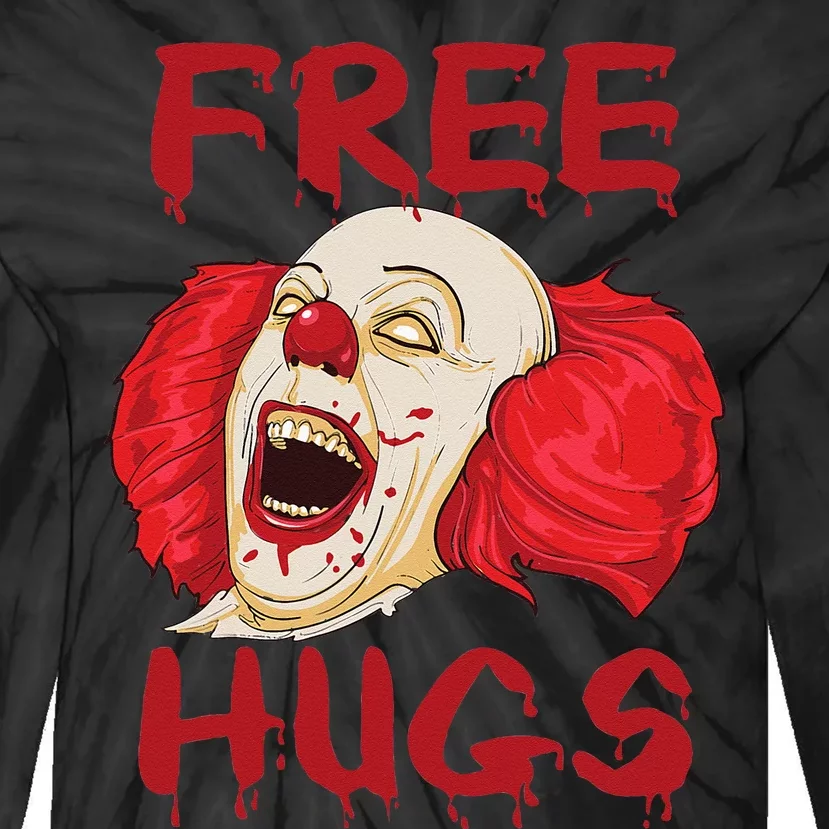 Free Hugs Halloween Evil Killer Scary Clown Horror Gift Tie-Dye Long Sleeve Shirt