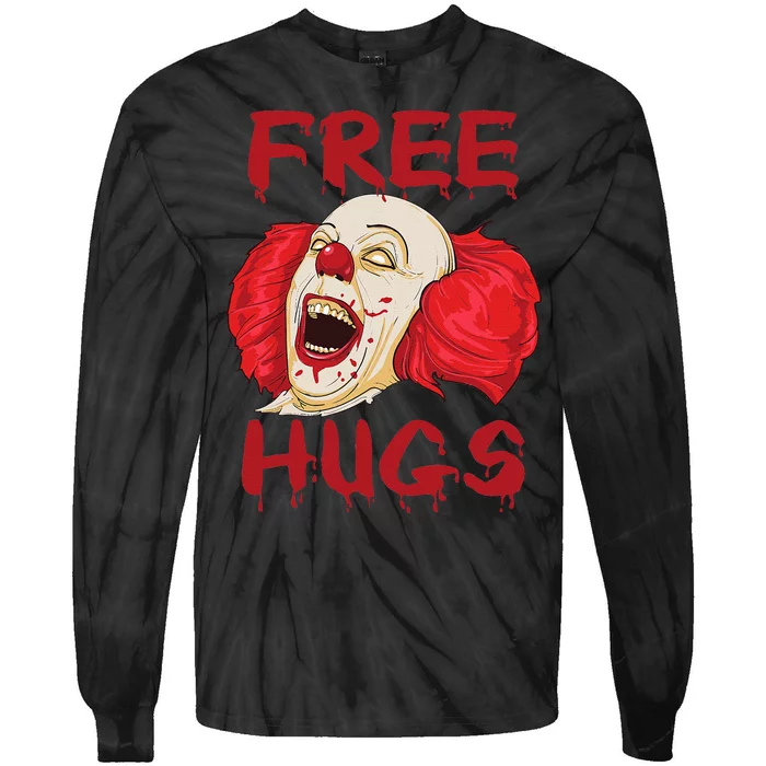 Free Hugs Halloween Evil Killer Scary Clown Horror Gift Tie-Dye Long Sleeve Shirt