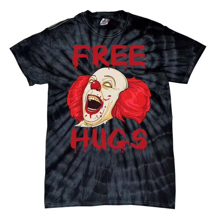 Free Hugs Halloween Evil Killer Scary Clown Horror Gift Tie-Dye T-Shirt