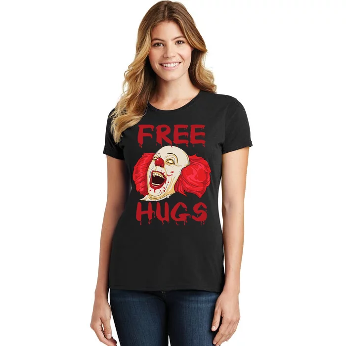 Free Hugs Halloween Evil Killer Scary Clown Horror Gift Women's T-Shirt