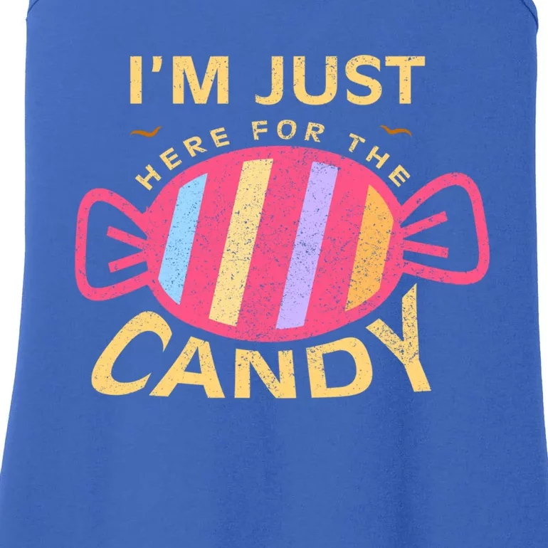 Food Humor Halloween Gift Im Just Here For The Candy Food Gift Ladies Essential Tank