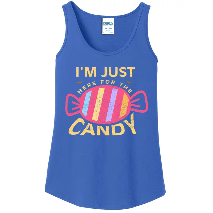 Food Humor Halloween Gift Im Just Here For The Candy Food Gift Ladies Essential Tank