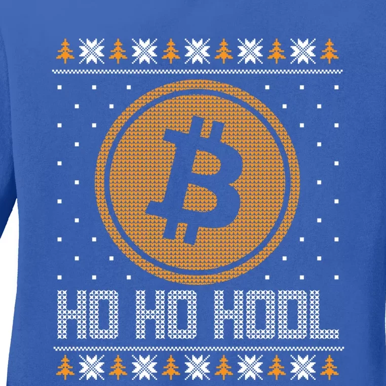 Funny Ho Ho Hodl Bitcoin Christmas Gift Ugly Sweater Party Cute Gift Ladies Long Sleeve Shirt