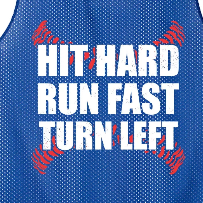 Fun Hit Hard Run Fast Turn Left I Baseball Humor Joke Great Gift Mesh Reversible Basketball Jersey Tank